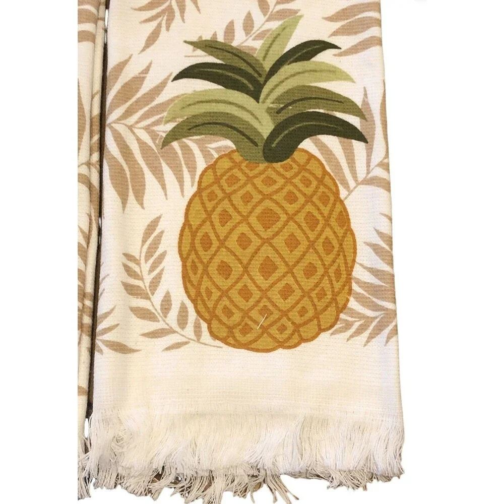 Pineapple Welcome Kitchen Dish Towels Set of 2 Summer Beach House Tropical